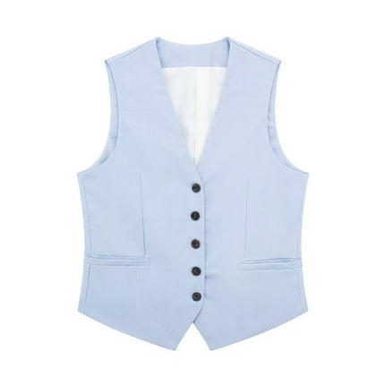 European and American 2023 New Fashion Women's Blended Vest Vest 7747356 High Waist Casual Shorts 7748356 Trendy