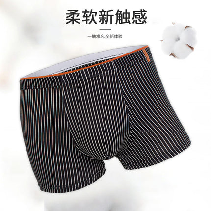 Autumn and Winter Men's Underwear, Cotton Antibacterial Crotch, Skin-Friendly, Breathable, Comfortable, Japanese Style Trendy Men's Striped Boxer Briefs Wholesale