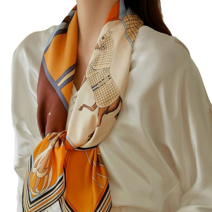 [Wan Ma Benteng] 100% Mulberry Silk Silk Twill 2024 New 90 Large Square Towel Fashion All-match Shawl