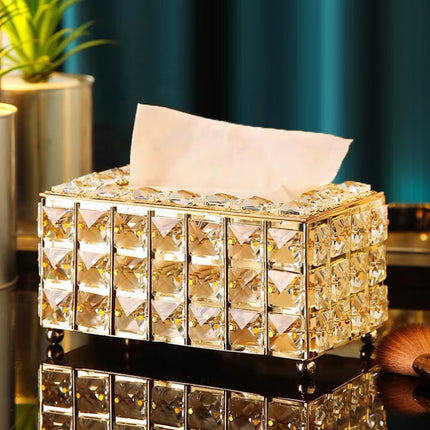 Factory wholesale Northern European style living room light luxury crystal tissue box home creative dining table high-end tissue storage box