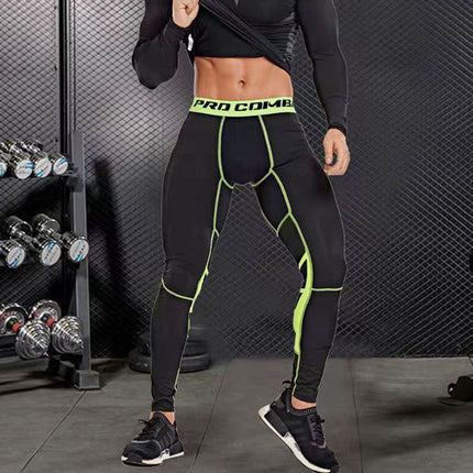 Fitness Trousers Men's Fitness Running Basketball Printed Tight Ankle-length Pants Men's Sweat Absorbing High Elastic Quick-drying Compression Pants Spot