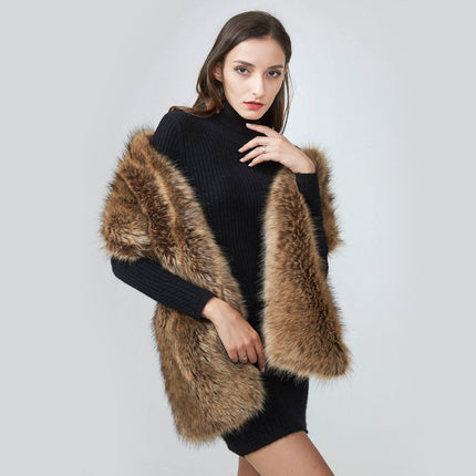 Imitation Fur Extended Bridal Wedding Dress Large Shawl Fur Collar Scarf Fox Fur Fake Collar Winter White Women