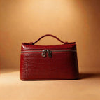Silver buckle crocodile pattern/burgundy 20cm