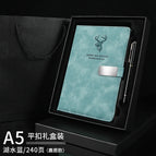 A5 lake blue and black gift box-elk head-flat buckle 240 pages