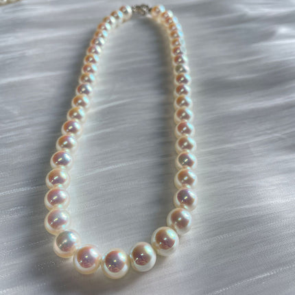 Polar Aurora Mirror Akoya Pearl Necklace Horseshoe Buckle Faux Mabel-like Powder Light Tien Female Clavicle Chain