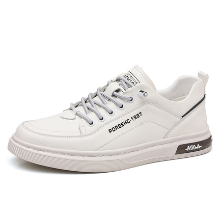 Men's Casual Leather Shoes 2025 New Style Cowhide Soft Panel Shoes Fashionable White Shoes Non-Slip Classy Men's Shoes Wholesale