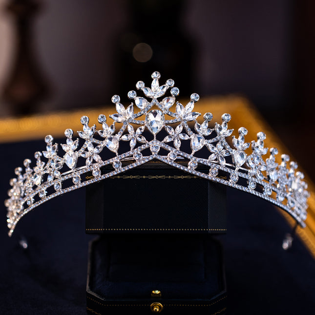 European and American Cross Border Bride Crown Fashion Crystal Birthday Headwear Vintage Queen Hair Accessories Ball Crown Original Wholesale