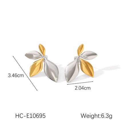 European and American design sense stainless steel earrings gold and silver color matching smooth geometric texture earrings sun five-pointed star earrings for women