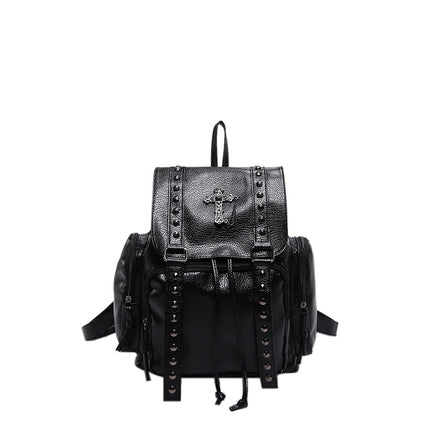 Large Capacity Backpack for Women 2026 New Style Cross-Studded Casual Unique Niche Student Backpack