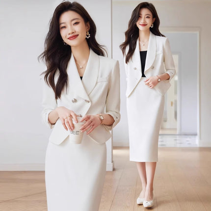 Black Suit suit Women's Spring and Summer New Professional Temperament Goddess Fan High-class Suit Jacket Two-piece Suit Dress