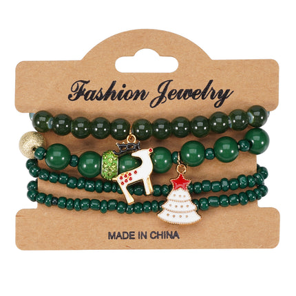 Christmas bracelet elastic rope bracelet snowman snowflake Christmas tree old man deer hat pendant bracelet gift