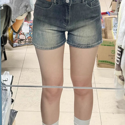 American Retro High-Waisted Denim Shorts for Women, Summer Plus-Size Elastic Pear-Shaped Figure Slimming Hot Pants