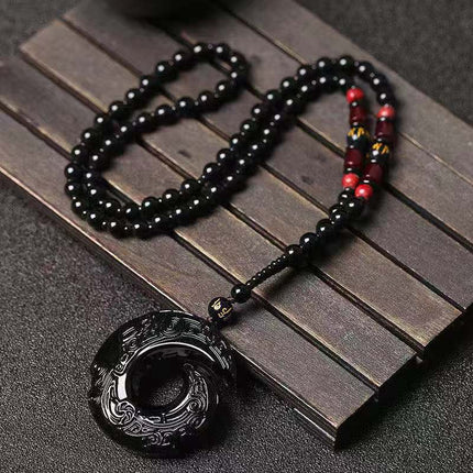 Hollow-out safety buckle jade pendant sweater chain high-grade white jade pendant men's and women's long necklace Joker accessories wholesale