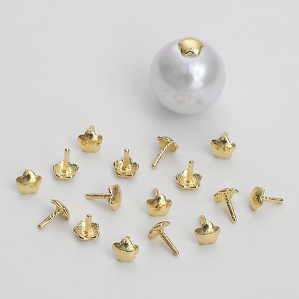 Copper Pattern Nail Cap 14K Gold Handmade DIY Pearl Pendant Plug Bracelet Necklace T-pin Jewelry Accessories