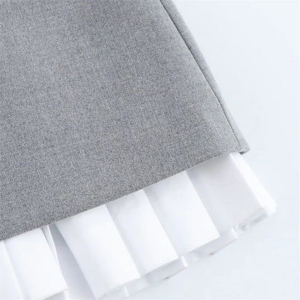 2025 Summer New Sleeveless Short Dress Pleated Hem Boat Neck Stitching Slim Pullover Mini Skirt Women Wholesale