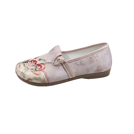 New Style Old Beijing Cloth Shoes for Women, Linen Embroidered, Breathable and Comfortable, Mugwort Deodorant Mom Shoes, Slip-On 625-07