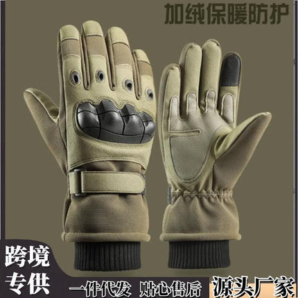 Tactical cycling training ski gloves outdoor mountaineering touch screen non-slip wear-resistant winter full finger fleece-lined warm gloves