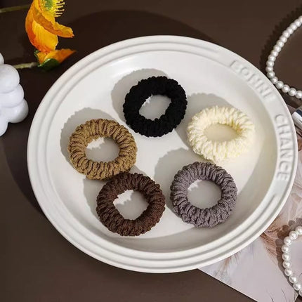 High-End Black Ponytail Hair Rope, Durable Large Intestine Hair Tie, Small Intestine Headband, Scalp Band, Headband, Women's Hair Accessories, Leather Case