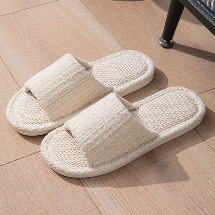 Xiaoxiangfeng Men and Women Couple Indoor Home Wooden Floor Open Toe Linen Summer Four Seasons Sandals