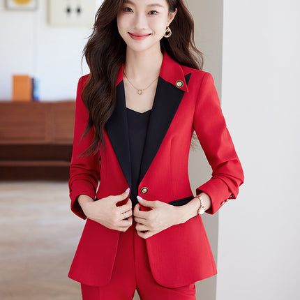 White Suit Jacket Women's 2024 Spring and Autumn New Fashion Sense Contrast Color Temperament Goddess Fan Host Professional suit