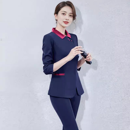 Hotel Work Clothes Autumn and Winter Women's Long Sleeve Hot Pot Restaurant Restaurant Hotel Front Desk Cashier Work Clothes
