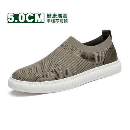 Summer New Vintage Board Shoes Fly-woven Cowhide Mesh Shoes Fashion Comfortable Invisible Height-increasing Mesh Board Shoes Trend