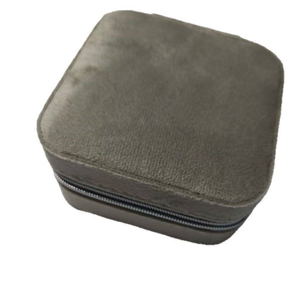 Portable Double-Layer Zipper Velvet Jewelry Storage Box Flip Earrings Earrings Ring Storage Jewelry Box