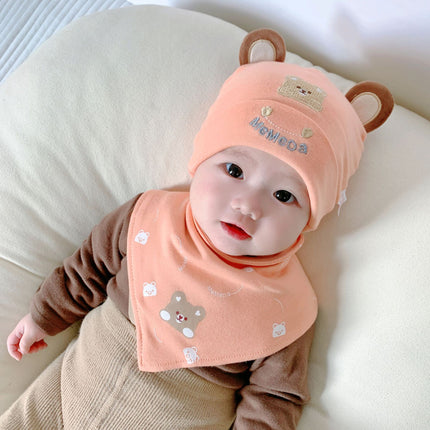 Katu Bear Infant Hat Spring & Fall 3-6-12 Months Male and Female Baby Pullover Hat Cotton 100-Day Sleeping Hat