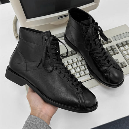 American Retro Boxing Boots Goodyear Short-Face Motorcycle Boots British Style Black Men's Work Boots 20251-J