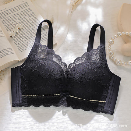 Dd409 Summer Hollow Cup Underwear for Large Busts, Minimizing and Gathering Lace Breathable Thin Adjustable Bra
