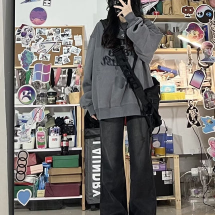 Women's Straight Loose Jeans, Spring, Autumn, Winter 2026 New High-Waisted Slimming Petite Wide-Leg Floor-Length Pants