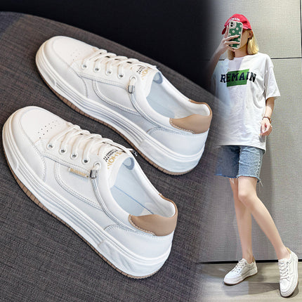 Genuine Leather White Sneakers for Women 2026 Spring/Summer Mesh Breathable Comfortable Lightweight Sneakers Hollow Thin Stylish Women's Casual Shoes