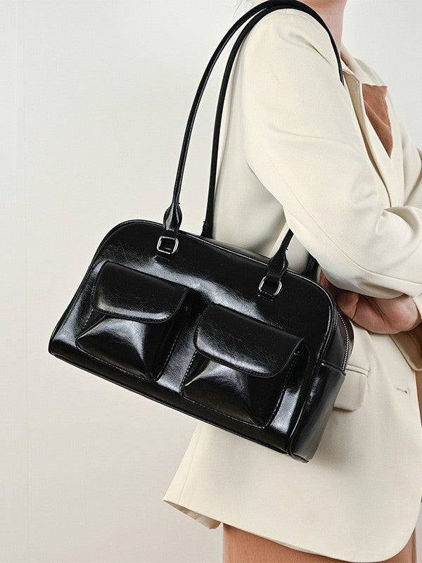2025 New Tote Bag Large Capacity Bag Women's Shoulder Armpit Bag Oil Wax Leather Bag Double Bag Casual Handbag