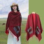 Pocket towel flow moire wine red / 140*155cm