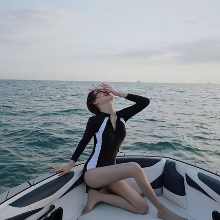 South Korea Ins Swimsuit Women's Summer Conservative Long-sleeved Surfer Suit Swimsuit Student Beach Sun Protection Diving Suit Swimsuit