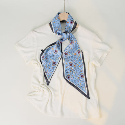 2025 European and American-style Beveled Silk Scarf Cross-border Silk Cashew Dot Long High-end Ribbon Scarf Women's Belt