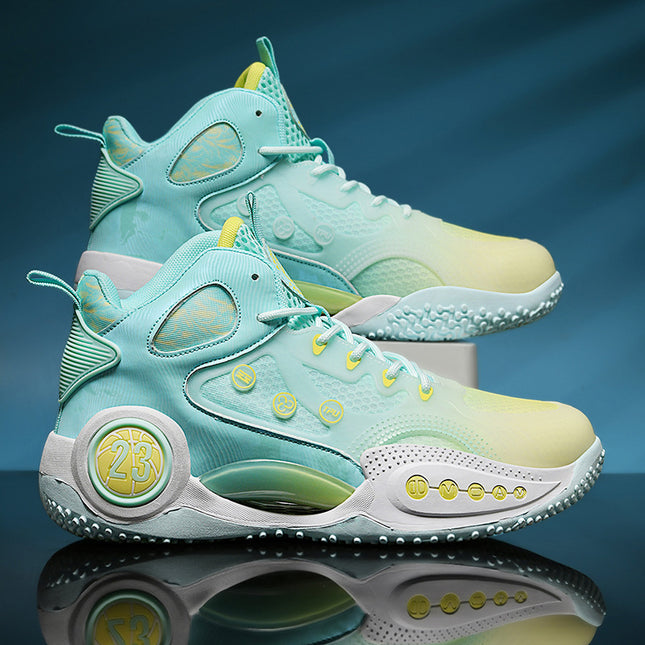 High-top sneakers men's spring 2023 new mesh breathable shock-absorbing basketball shoes thick-soled dad shoes casual fashion shoes