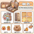Multi-layer standing-coffee 10 capybara sticker doll brooch pendant note box pen clip
