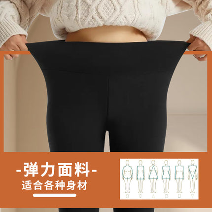 Cross-Border Exclusive High-Waisted Leggings, Thermal Pants, Fleece-Lined and Thickened, Plain Imitation Cashmere Leggings for Autumn and Winter, Women's Slimming Leggings