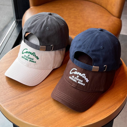 Korean Style Large Head Circumference Baseball Cap for Women, Face-Slimming Embroidered Letters, Fashionable Versatile Duckbill Cap for Men, Simple Sunshade and Sun Protection