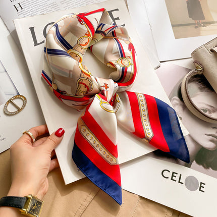 70 Silk Scarf Square Scarf High-end Korean Style Fashion All-match Professional Silk Small Scarf Retro Printed Silk Scarf for Women