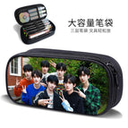 Large-capacity three-layer canvas pencil case-factory direct sales / B15680