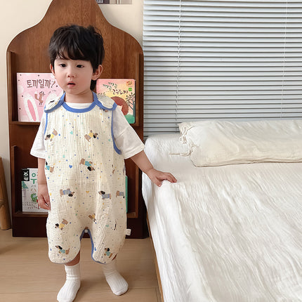 Baby Vest Sleeping Bag Summer Thin Gauze Pure Cotton Baby Kick-proof Sleeveless Children's Pajamas Air-conditioned Room Anti-cold