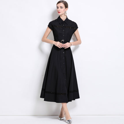 Real Shot of Elegant Style Long Skirt 2025 New Style Cut Out Lace-Up Slim Fit High-End Dress for Women with Belt