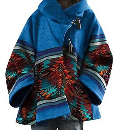 2025 Export Ebay Amazon New European and American Autumn and Winter Women's Long-Sleeved Hooded Jacket Printed Dragon and Phoenix Coat