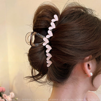2025 New Style Hair Claw Clip for Women, Large Size for Thick Hair, Hairpin for the Back of the Head, Shark Clip, Versatile Heart-Shaped Hair Accessory