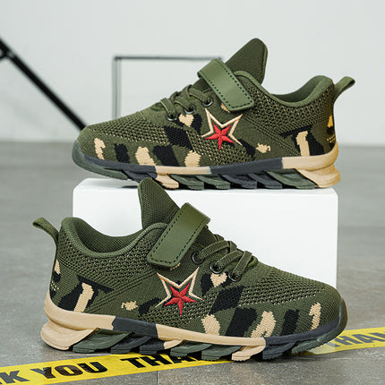 2025 Spring, Summer and Autumn Boys and Girls Students Military Training sneaker Camouflage Summer Camp Anti-skid Shock Absorbing Mesh Ventilation