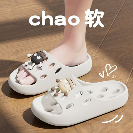 Bathroom Bath Slippers Women's Non-slip Quick-dry Home Four Seasons Hollow Leakage Shower Toilet Special Sandals for Men