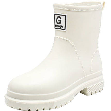 Cross-Border Popular Japanese and Korean High-End Rain Boots for Women, Mid-Calf Non-Slip Internet Celebrity Rain Boots, Waterproof Overshoes, Rubber Shoes, Water Boots