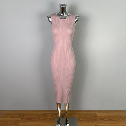 South Korea's Dongdaemun Elegant Slimming Look Feminine Pure Lust Style Sexy Figure-Showing Knitted Sleeveless Dress for Women